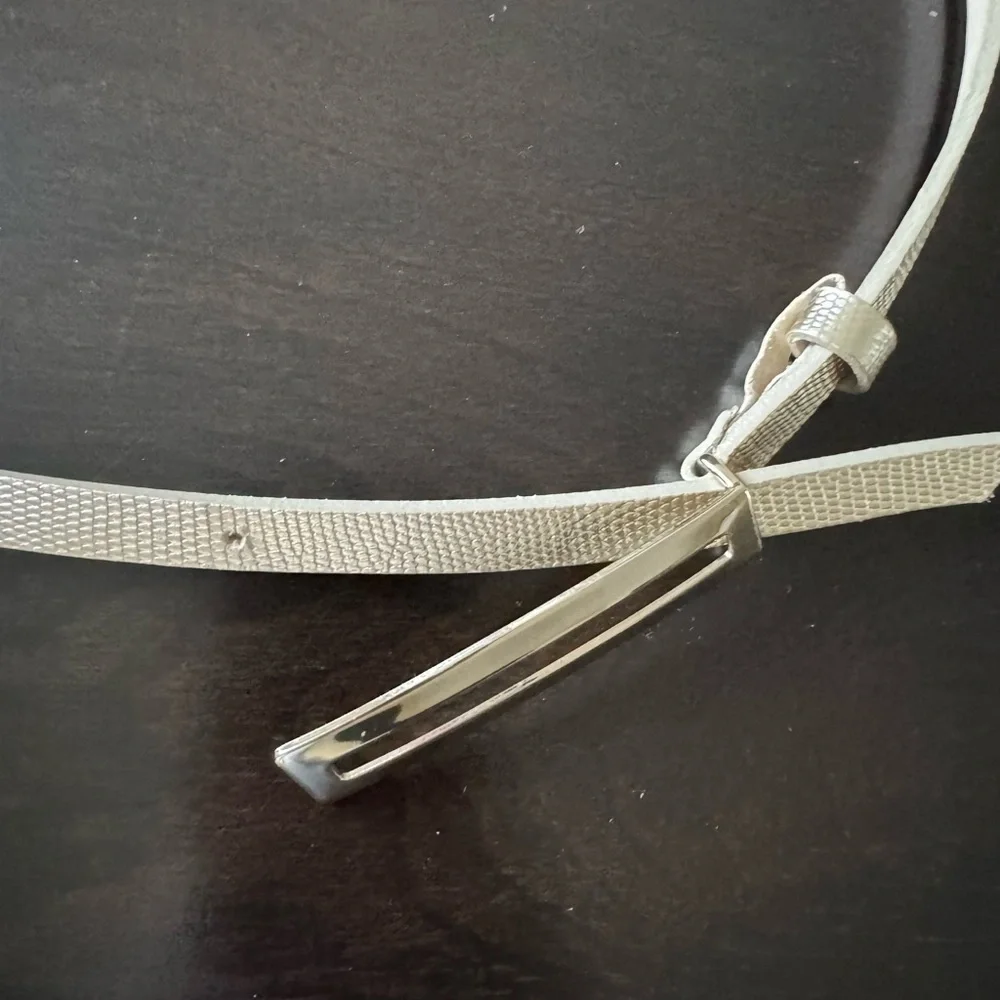 Banana Republic Slim Snake-Print Metallic Gold Leather Belt size Small